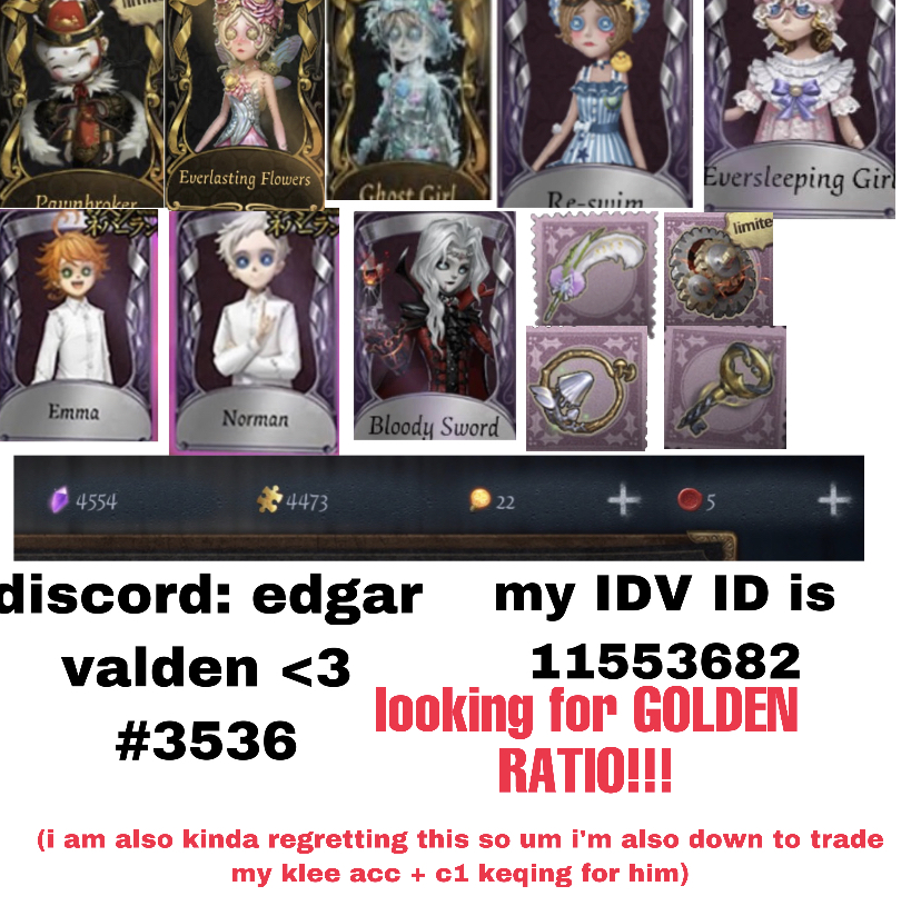 Trading Uft Pawnbroker Everlasting Flowers And Ghost Girl Lf Golden Ratio Epicnpc Marketplace