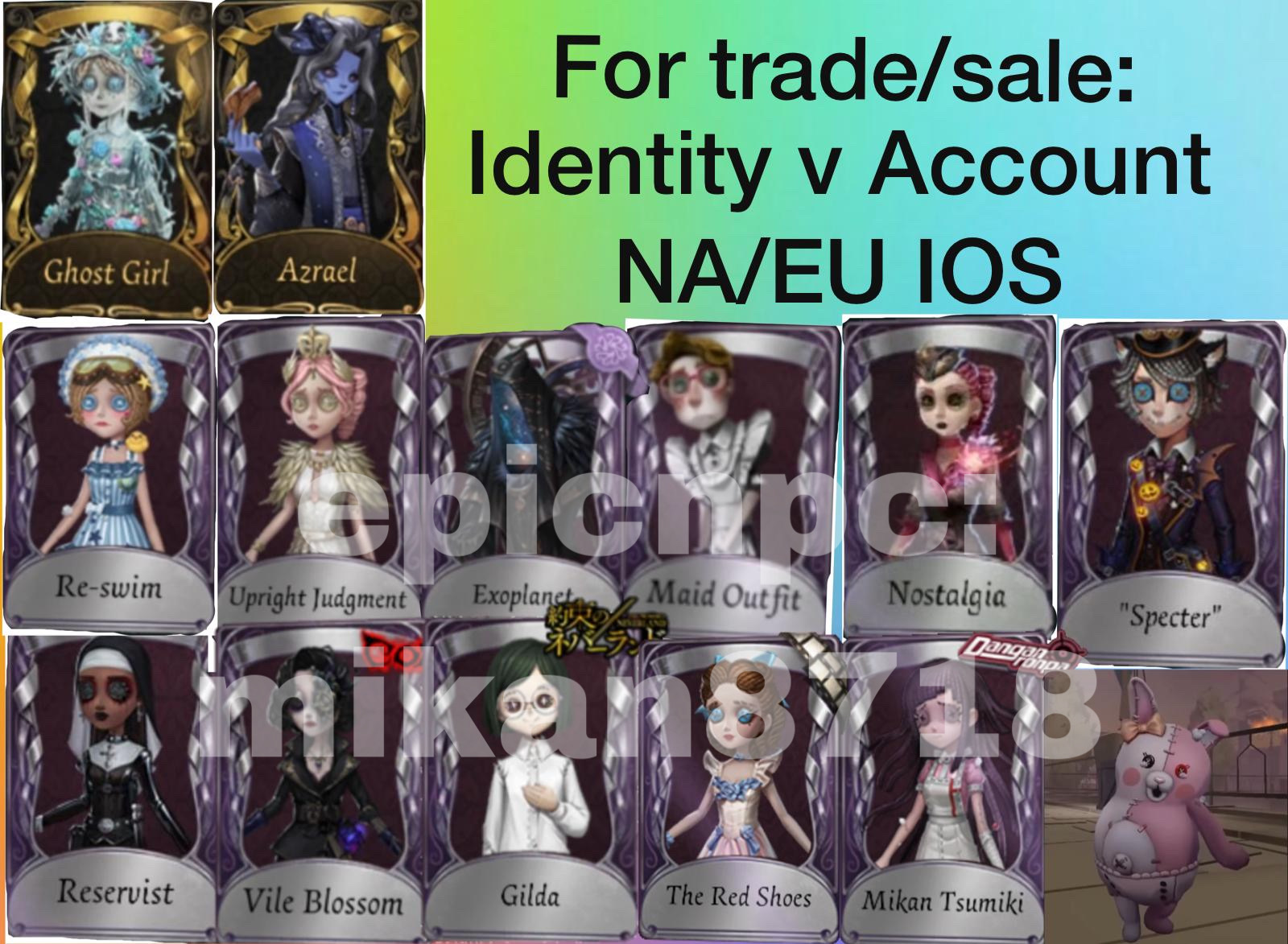 Trading Na Eu Ios With Mikan Ghost Girl Upright Judgement Epicnpc Marketplace