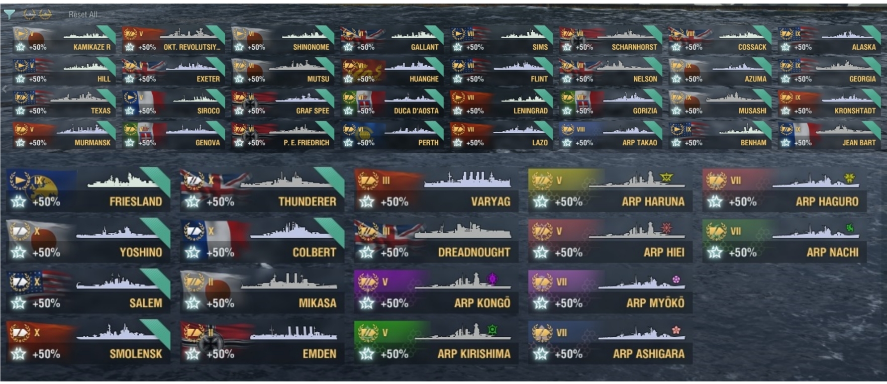 SOLD - [ASIA] World Of Warships Wows ,31x Tier10, 50Premium Ships 1 ...