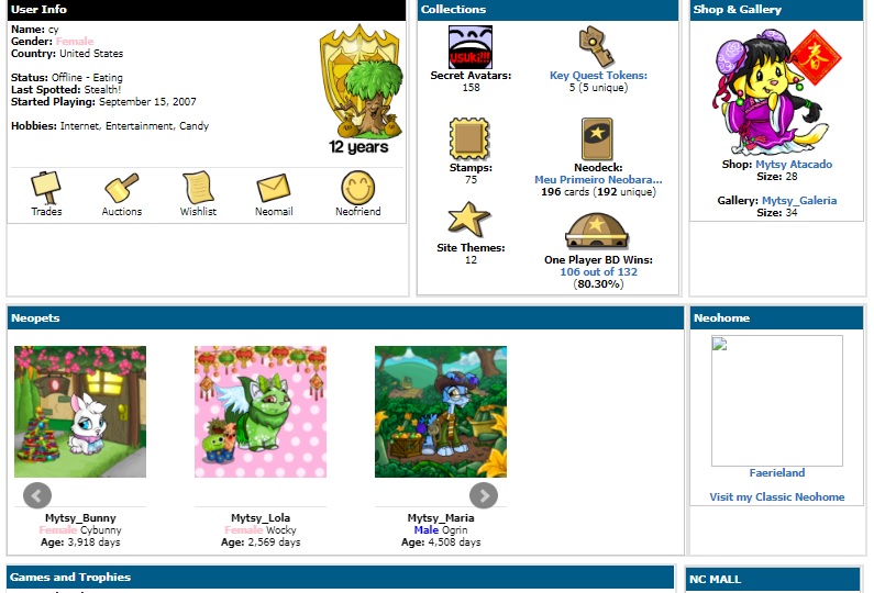 Neopets Account 12 Year 12 Million bank hundreds Items rare and baby ...